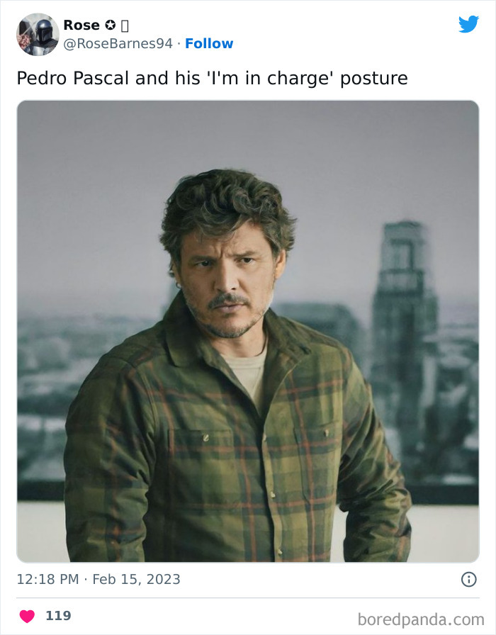 Pedro Pascal and his I'm in charge posture meme