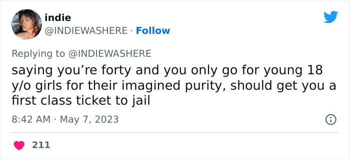 “Too Much Mileage And Baggage When They’re Older”: 40-Year-Old’s Viral Tweet Urging People To Date Women Under 24 Backfires “Too Much Mileage And Baggage When They’re Older”: 40-Year-Old’s Viral Tweet Urging People To Date Women Under 24 Backfires