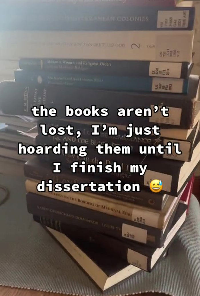 College Student Is Horrified To Receive A Letter From Library Informing Her That She Has A $12K Debt For The 119 Books She Borrowed For Her Dissertation