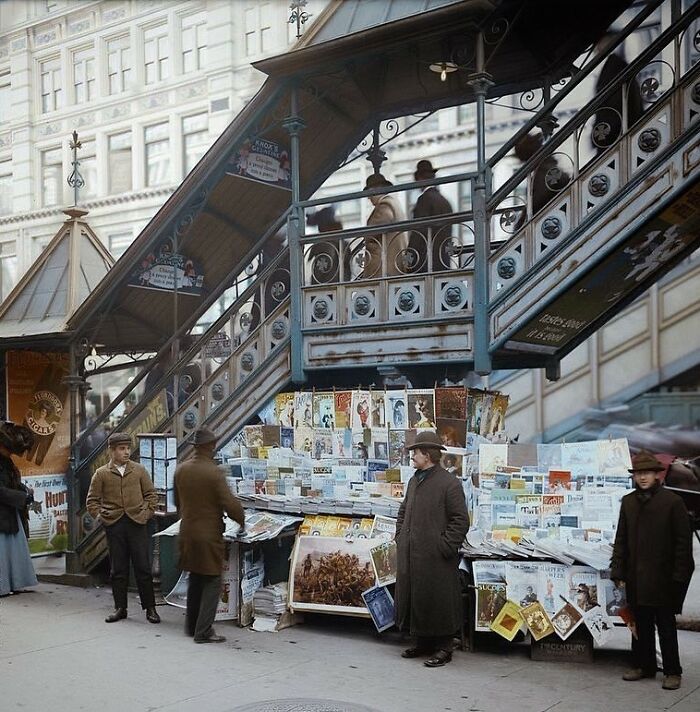 A Newsstand On 23rd And 6th Avenue In New York City Photographed In C. 1903