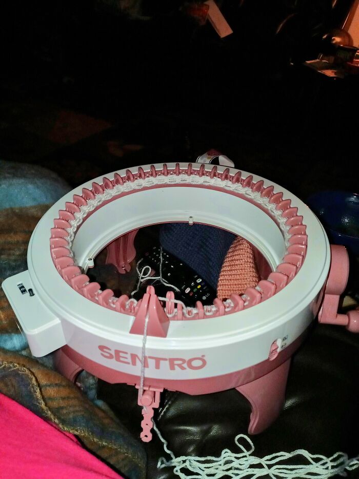 This Is My Knitting Machine. I Loom Knit Which Can Take Awhile For Projects. This Helps Me Speed Up.the Process And Spend More Time On Doing The Details