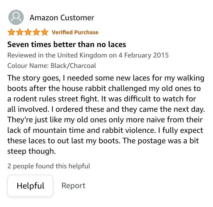 A Review For Walking Boot Laces - More Mention Of Rabbits And Violence Than Expected!