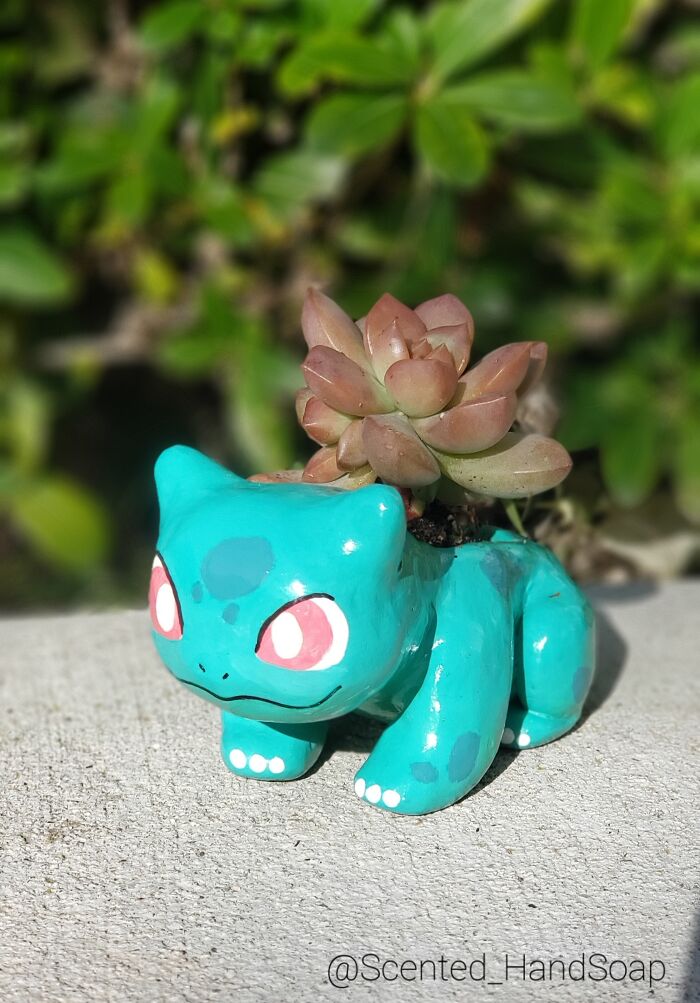 A Bulbasaur Planter I Made Out Of Clay