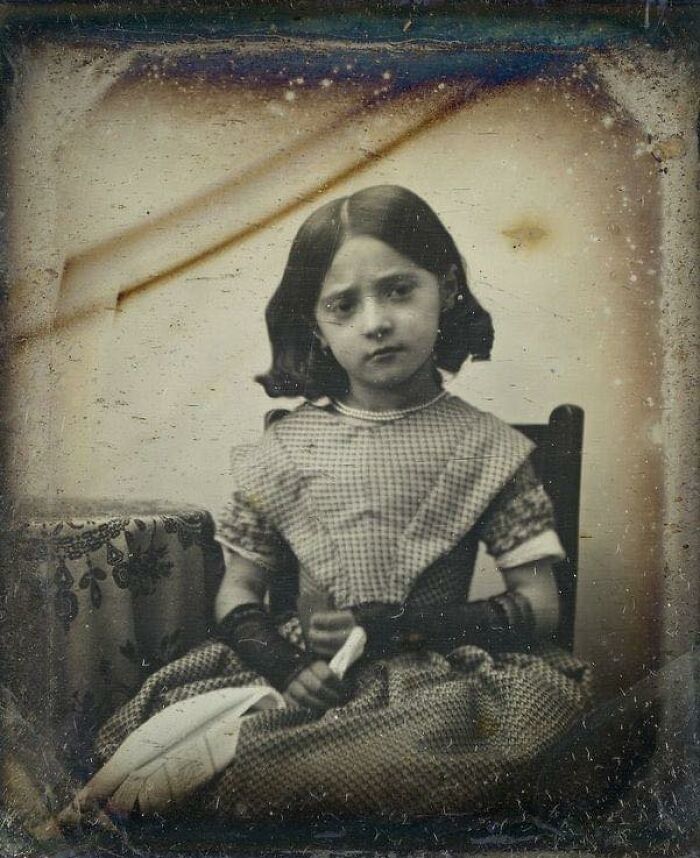 Portrait Of A Little Girl, Half-Kneeling, Seated, Facing Front, Wearing Mittens, 1842-1855