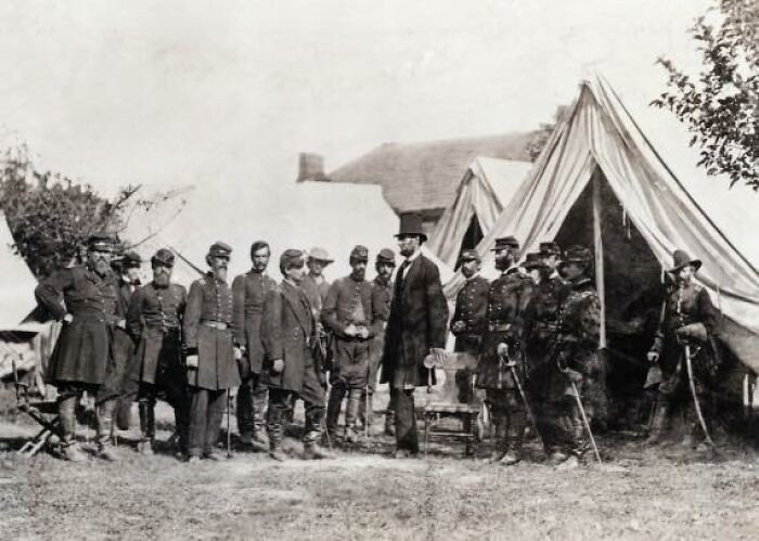 Lincoln Visits A Civil War Camp In Maryland, 1862