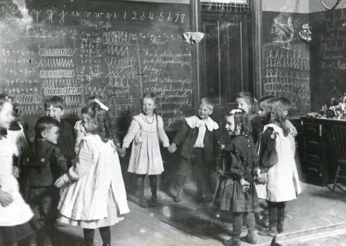 School Children Playing In Their Iowa Classroom, 1892