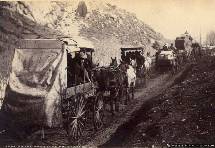 Stagecoaches And Freight Wagons On The Road To Cripple Creek, Colorado, 1890s
