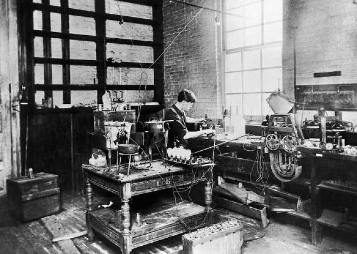 Thomas Edison In Newark Laboratory, 1870