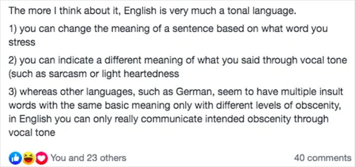 English Is A Tonal Language Because It Has Intonation