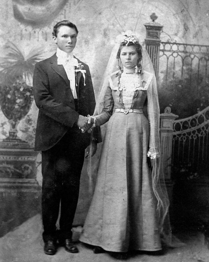 Newly Married Couple On Their Wedding Day, Germany (1901)