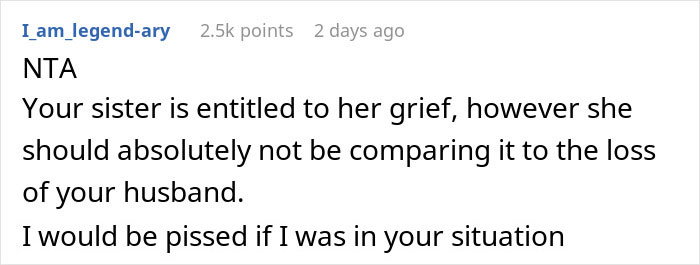 “A Dog Is Not The Same As A Husband”: Woman Loses Patience With Her Sister For Nonstop Comparisons Of Their Losses “A Dog Is Not The Same As A Husband”: Woman Loses Patience With Her Sister For Nonstop Comparisons Of Their Losses
