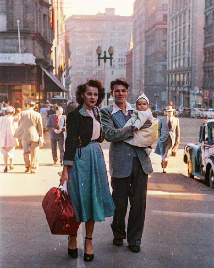 A Young Family In Martin Place, Sydney - Australia, (1950s)