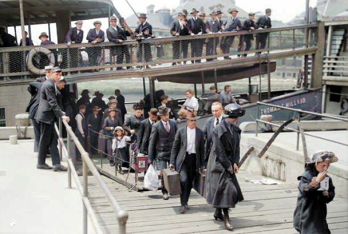 Arrival Of Immigrants, Ellis Island, New York City, 1920