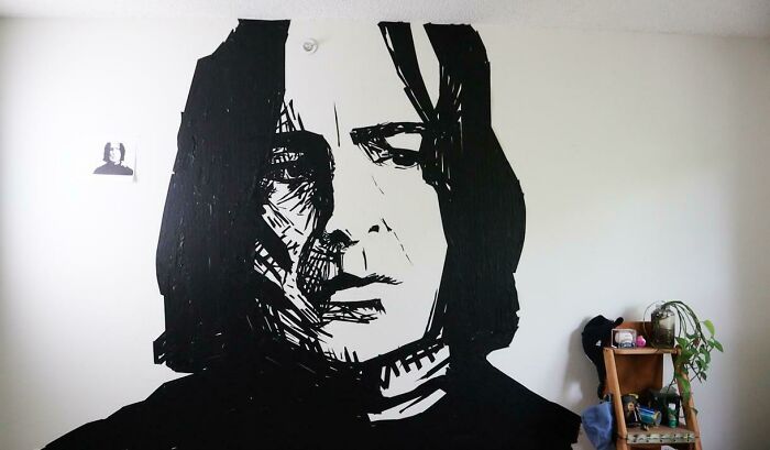 Snape made out of painter's tape 