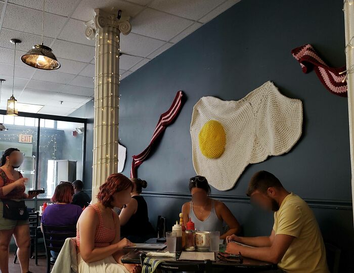 Crochet Bacon And Eggs Wall Piece 