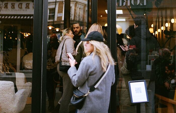 People walking in the restaurant 