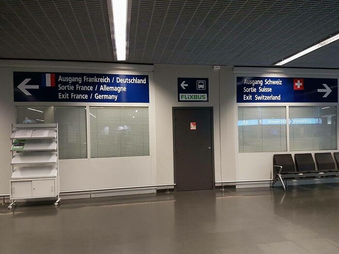 When You Exit The Airport In Basel, You Can Exit Into France, Germany Or Switzerland