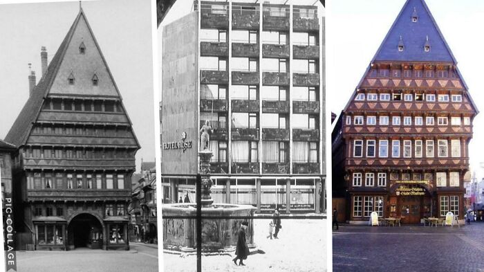 The Butchers Guild Hall (Knochenhaueramtshaus), Hildesheim, Germany. First Built In 1529, Destroyed In 1945 And Rebuilt In 1989! Between 1945 And 1989, A Hotel Stood On Its Site