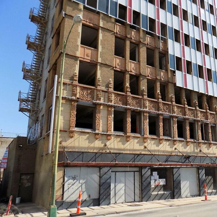 The 60s Overcladding Being Removed From A Building In San Antonio, USA