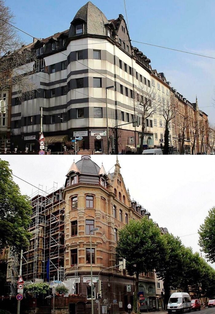 19th Century Building In Kassel ,germany Has Its Original Facade Restored After Modernisation In The 1970s