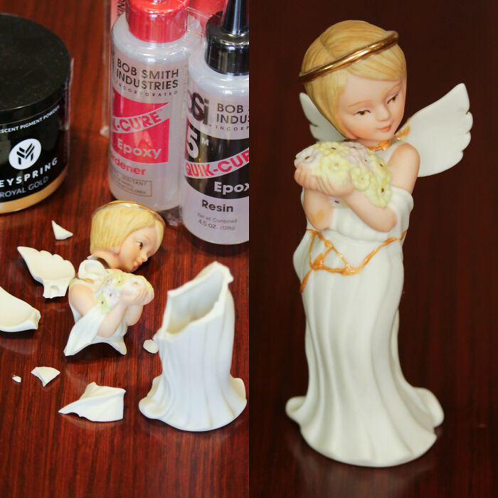 [OC] I Fixed My Mom's Ceramic Angel For Mother's Day!