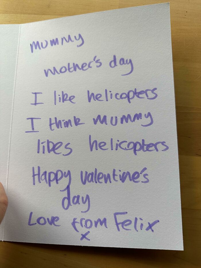 I Let My 2yo Son Hold The Pen And Write In His Mother’s Day Card, And I Guided It To Write What He Wanted To Say Word-For-Word