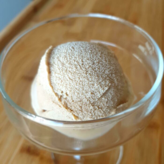 Ice cream ball in the glass bowl 