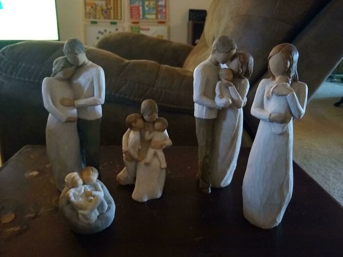 These Are The Little Statues I've Received For Every Mother-Related Day In My Life (Births And Mother's Days). I Just Received The Middle One As A Late Mother's Day Gift. I Cried