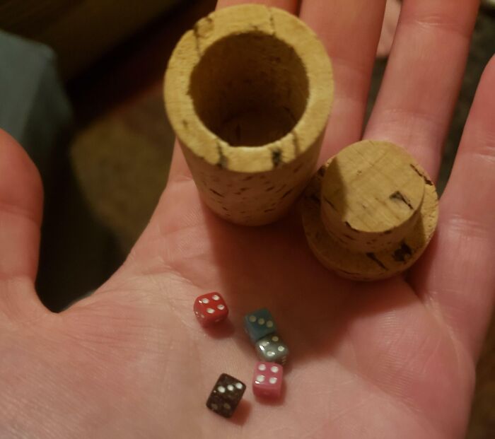 The Wine I Ordered Online Came With A Tiny Set Of Dice Packaged Inside A Hollow Cork