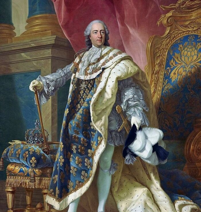 Colorful picture of Louis XV in a luxuriously outfit 