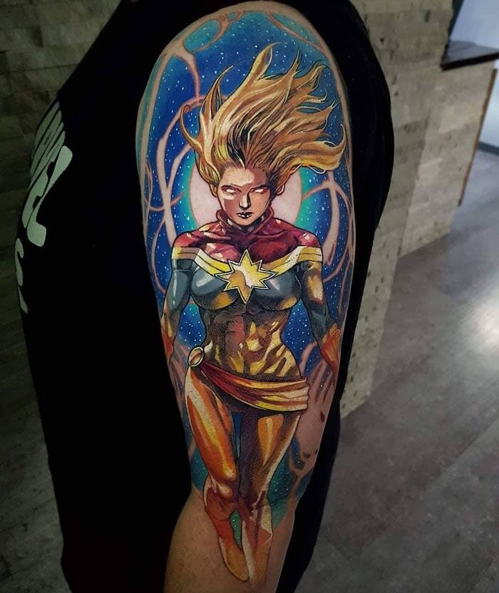 My Captain Marvel Tattoo By Troy Slack