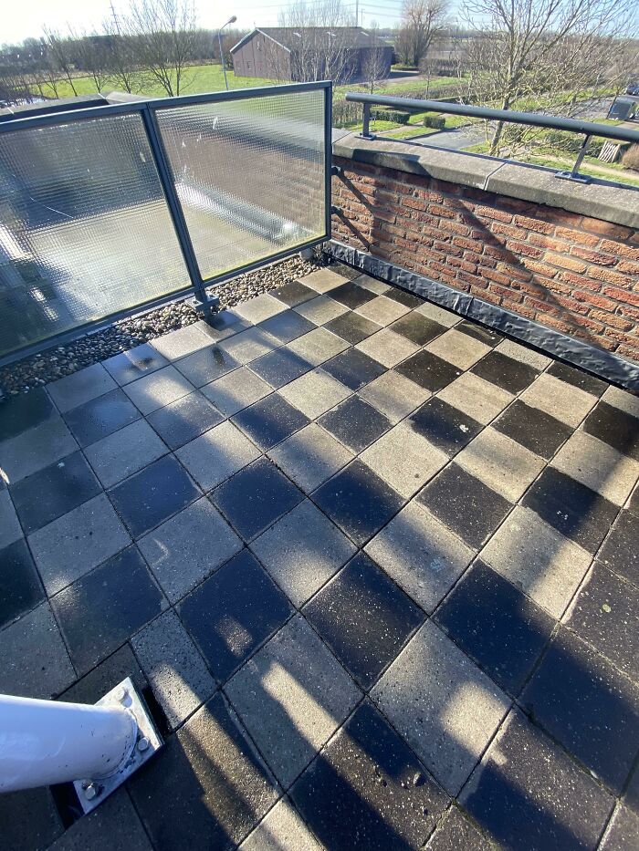 My Floor Was So Dirty I Was Able To Create A Chessboard Pattern Just By Power-Washing
