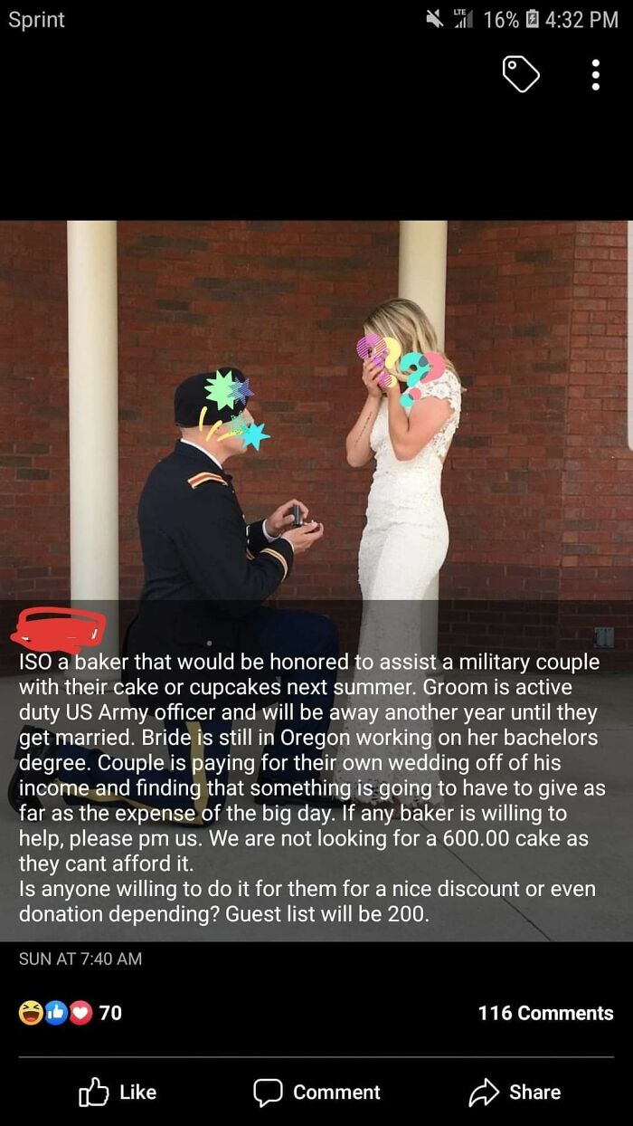 Let's Pretend Army Officers Are Poor And Donate A Wedding Cake
