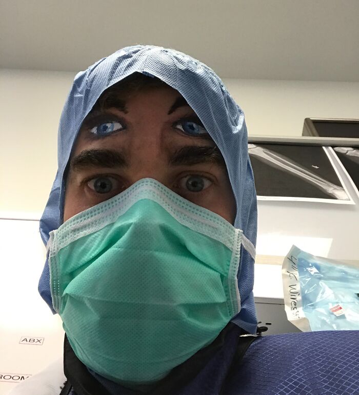 I Work In An Operating Room And We Had A Face Painter Come Into Work. This Is What Patient See As They Are Coming Out Of Anesthesia