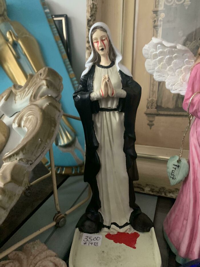 In Line With Todays Jesus Post, I Found This Very Scary Virgin Mary That I Almost Bought But Decided I Couldn’t Justify The Purchase…