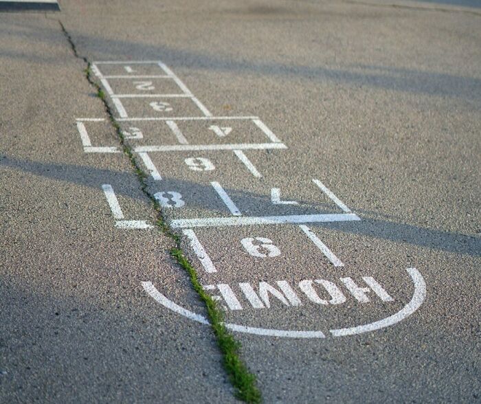 hopscotch game painted on the asphalt