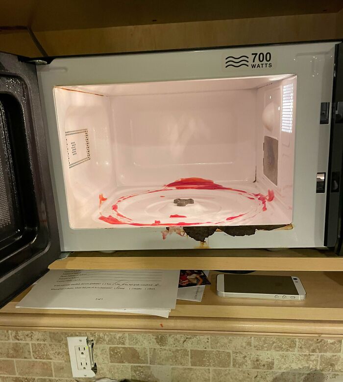 My 9-Year-Old Sister Destroyed Our Microwave Doing A “Tik Tok Life Hack” (The Starburst Melted Into The Actual Microwave)