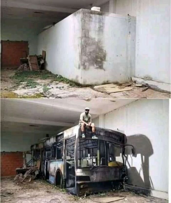 Transforming A Blank Wall Into A Dilapidated Bus