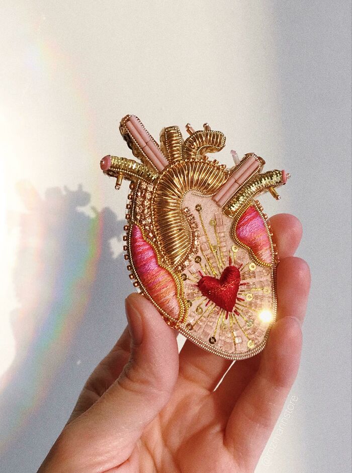 Handmade Beaded Brooch, My Heart !