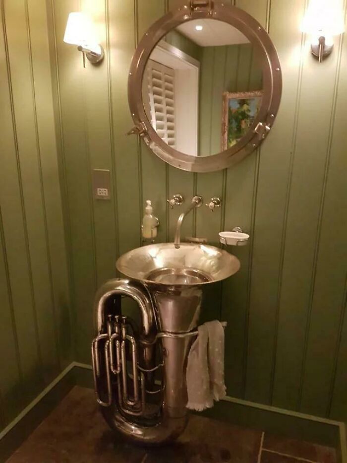 This Tuba Has Been Repurposed Into A Sink