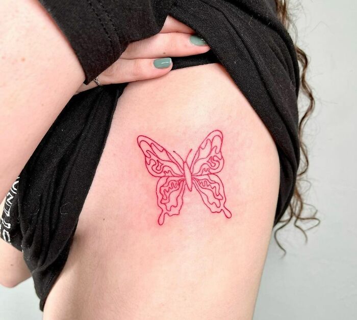 Love The Red Ink For This Abstract Butterfly!