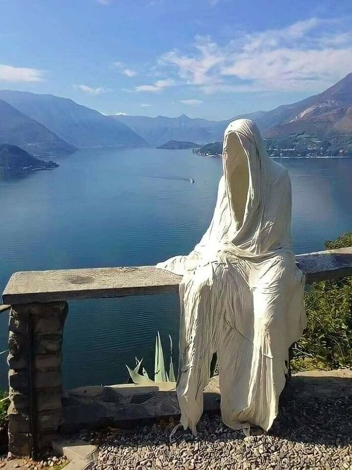Ghost Sculpture In The Castle Of Vezio, Italy By Lake Como