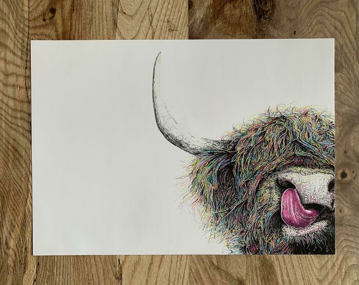 Multicoloured Cheeky Cow Pointillism