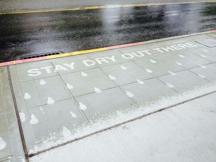 Superhydrophobic Coating And Stencils Used To Make Art That Only Shows Up When It Rains