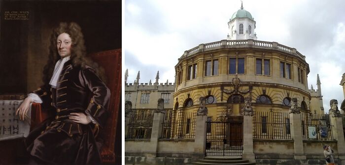 Pictures of Sir Christopher Wren and Sheldonian Theatre at Oxford