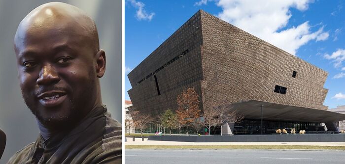 Pictures of David Adjaye and Smithsonian National Museum of African American History & Culture