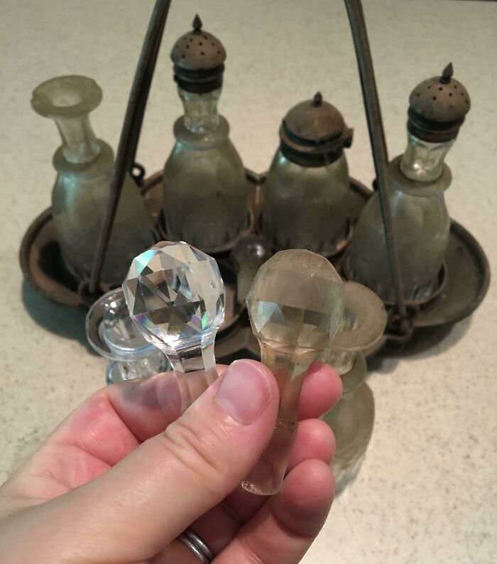 Cleaning This Antique Crystal Condiment Set