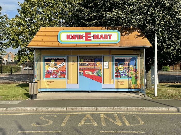 Kwik-E-Mart Themed Bus Stop In London