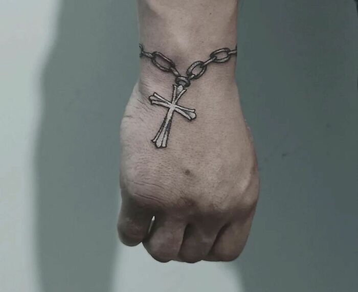 Bracelets with cross wrist tattoo