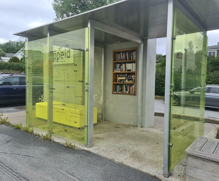 Bus Stop In Norway With Books You Can Read While You Wait